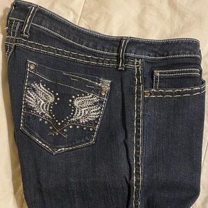 Rock 47 Wrangler Dark Blue stretch Low Cut Boot Cut Jeans